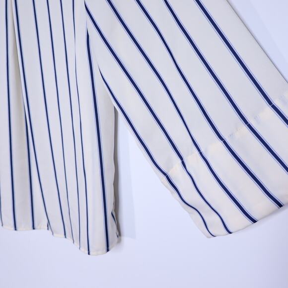 ZARA NWT Wide Sleeve Striped Blouse Blue Ivory Button Up Pinstripe Women's S - Picture 7 of 12